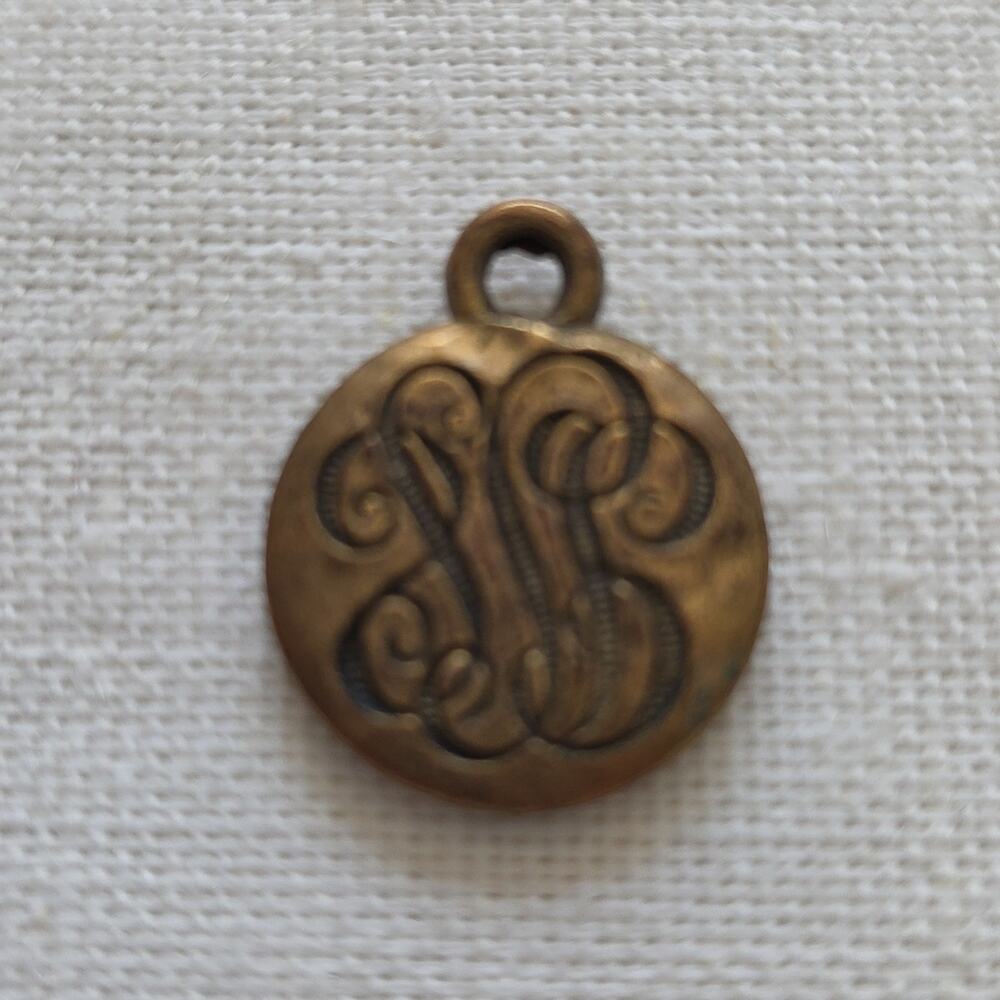 Antique Victorian Edwardian Bridgerton Gold-Plated Monogrammed Mourning Pendant